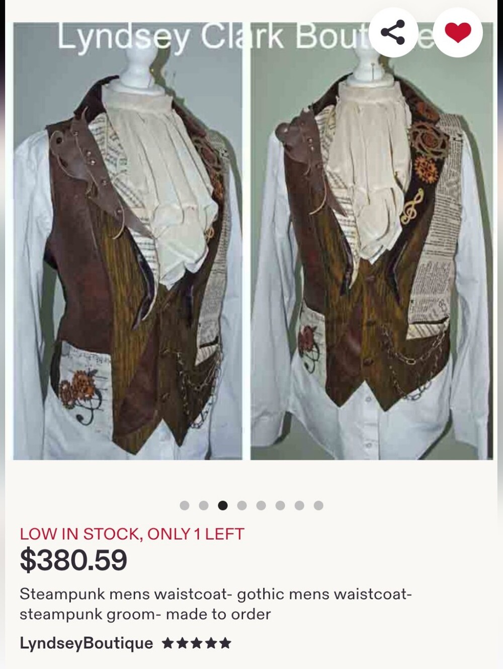 Steampunk Men's Waistcoat Vest (Medium)